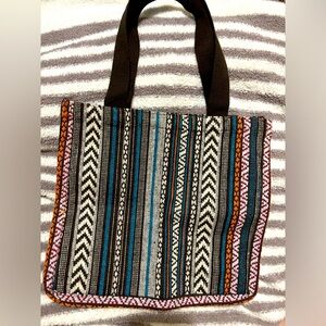 NWOT Boho Woven Threaded Striped Tote Bag